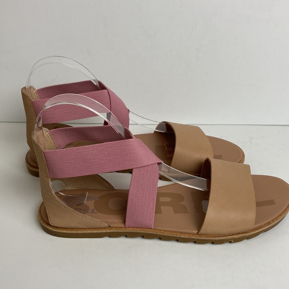 Sorel Pink and Tan Women’s Cross-Strap Sandals - Picture 4 of 16